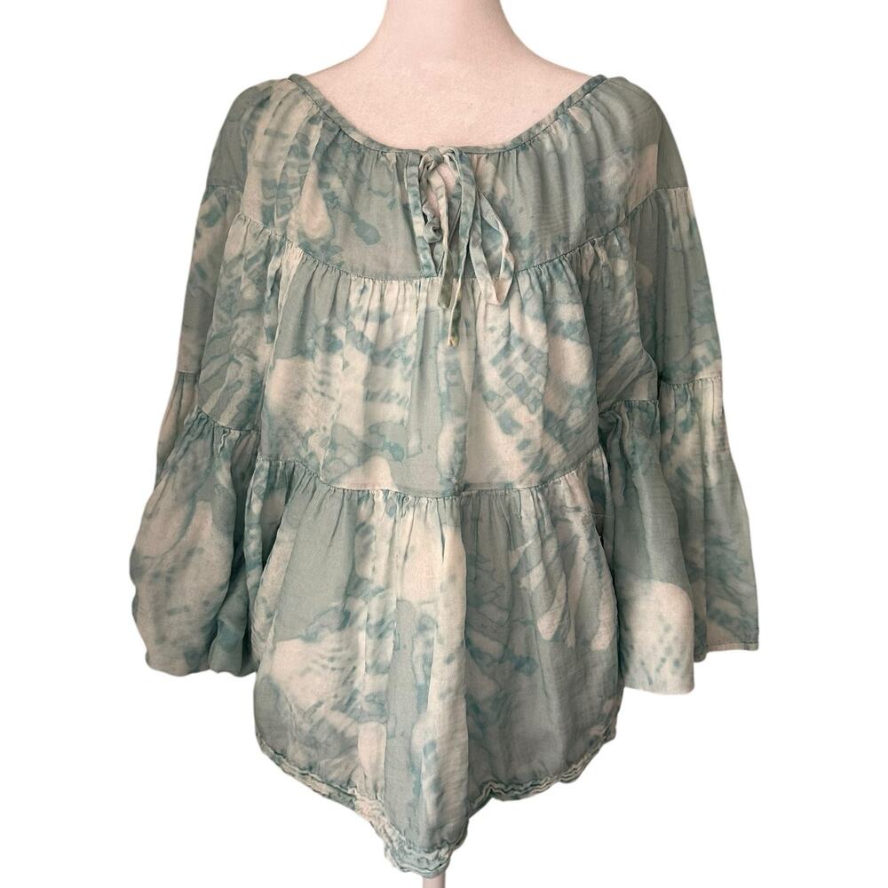 Lafayette 148 blue & white tie-dye loose top size M